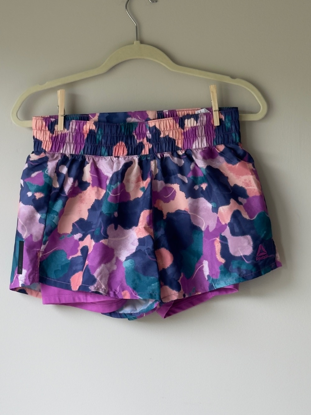 Reebok Women’s Purple Pink Teal Camo Athletic Shorts